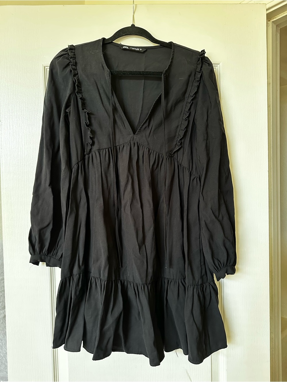Zara Black Boho V-neck Mini Dress